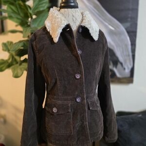 Vintage Sonoma Y2K Brown Corduroy Barn Jacket with Shearling Collar